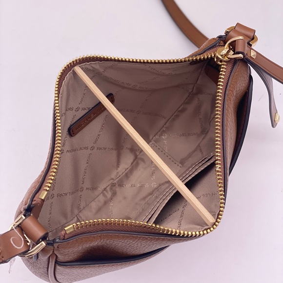 Michael Kors Dover Small Half Moon Crossbody Bag Purse Luggage - Picture 8 of 14